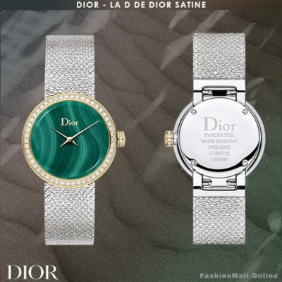 Dior Watch La D de Dior Satine Steel Gold Diamonds Green, NEW