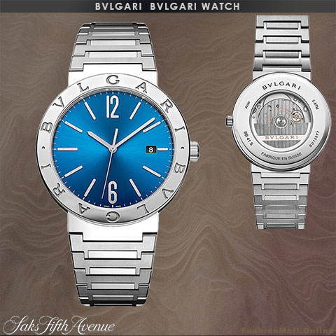 BVLGARI Stainless Steel Sunray Blue Watch