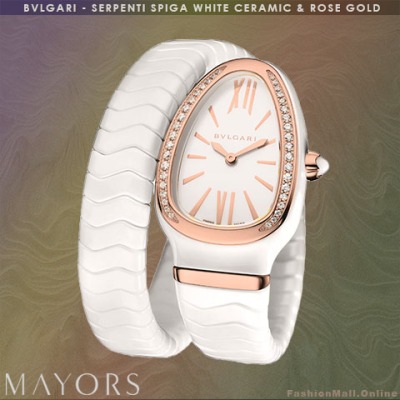 BVLGARI Serpenti Spiga White 18K Rose Gold Diamonds