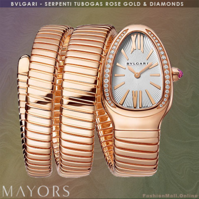 BVLGARI Serpenti Tubogas  18K Rose Gold Diamonds White Dial