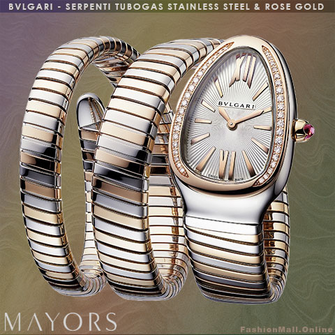 BVLGARI Serpenti Tubogas Stainless Steel Rose Gold Diamonds