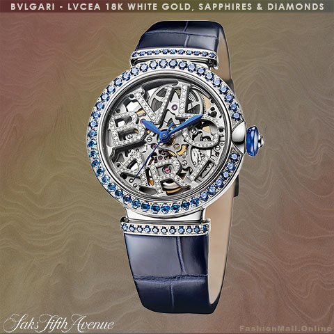 BVLGARI LVCEA white gold diamonds sapphires blue skeleton