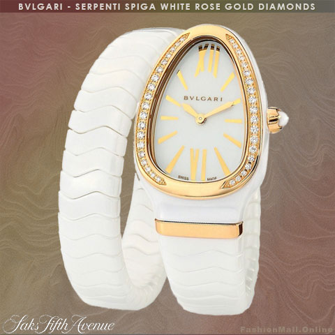 BULGARI Serpenti Spiga white rose gold diamonds