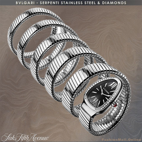 BVLGARI Serpenti Tubogas Five Twist Steel Diamonds