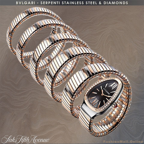 BULGARI serpenti tubogas steel rose gold diamonds five twist