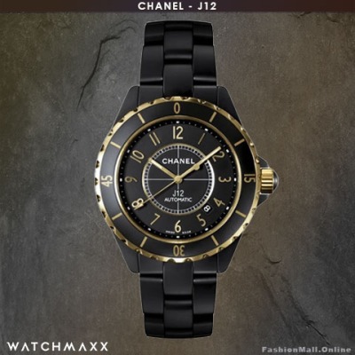 CHANEL J12 Unisex Black Yellow Gold