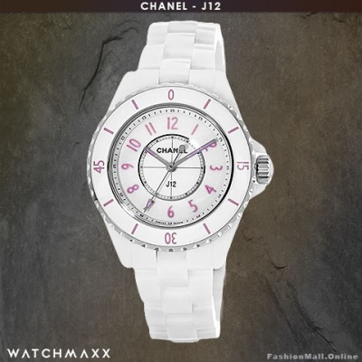 Ladies CHANEL J12 ceramic steel white pink markers