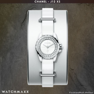 Ladies CHANEL J12 XS white diamonds and leather cuff
