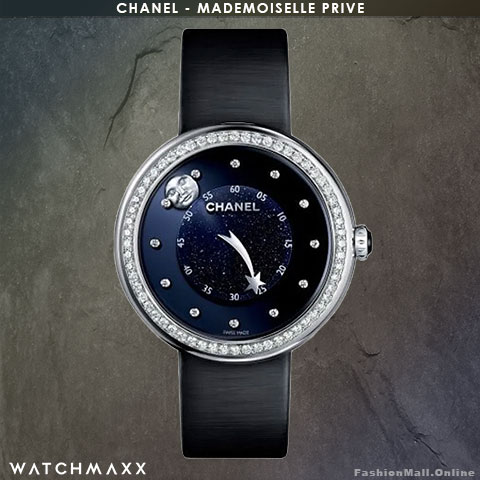 CHANEL Mademoiselle Prive White Gold Diamonds Blue Dial Moon And Comet