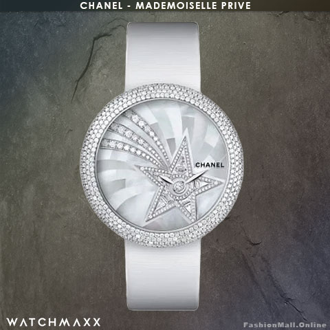 CHANEL Mademoiselle Prive White Gold Diamonds Mother Of Pearl Marquetry Comet Motif