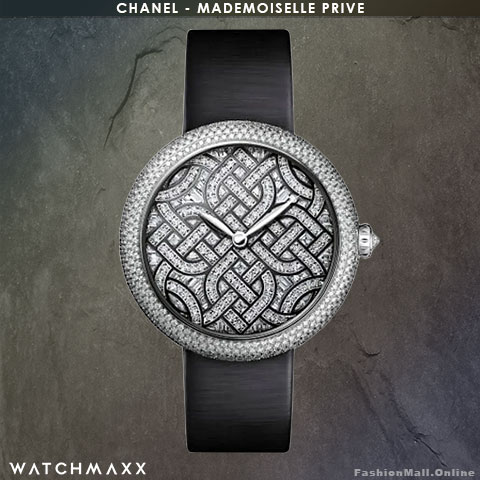 CHANEL Mademoiselle Prive White Gold and Diamonds all over Black Band