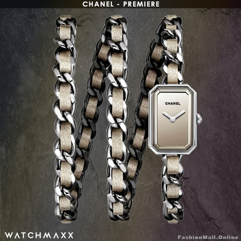 CHANEL Premiere steel interwoven chain bracelet mirror dial
