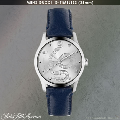 GUCCI G-Timeless steel and black leather watch