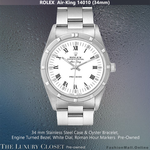 Rolex Air-King Steel Engine Turned Bezel White Dial Pre-Owned