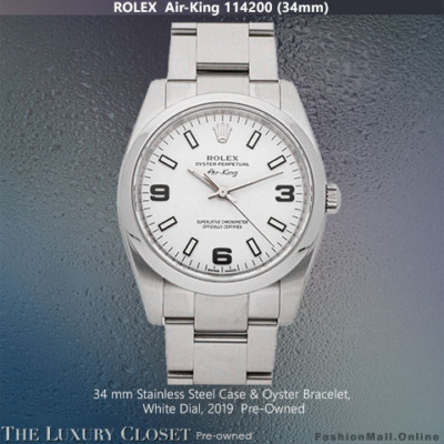 Rolex Air-King Stainless Steel White Dial 114200 34mm - Pre-Owned