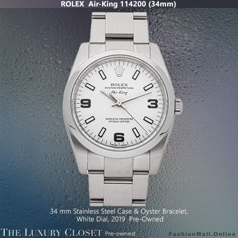 Rolex Air-King Stainless Steel White Dial 114200 34mm – Pre-Owned