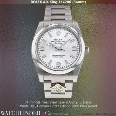 Rolex Air-King Steel White Dial Dominos Pizza Edition, Pre-Owned