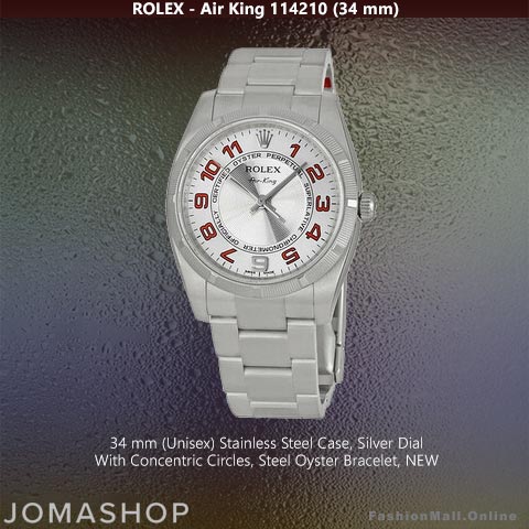 Rolex Air King 114210 34mm Steel Silver Circles Dial Oyster NEW