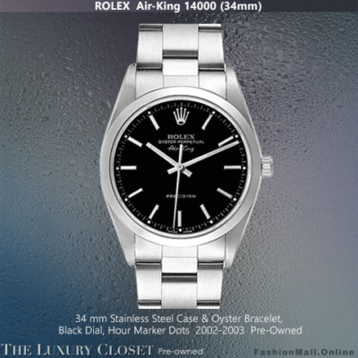 Rolex Air-King Steel Black Dial 14000 34mm - Pre-Owned