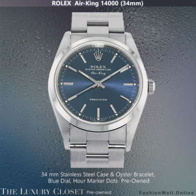 Rolex Air-King Steel Blue Dial 14000 - Pre-Owned