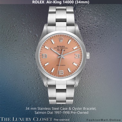 Rolex Air King Steel Salmon Dial 14000 Pre-Owned
