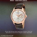 Rolex Cellini Everose Gold Silver Guilloche Dials Brown Alligator Leather -NEW