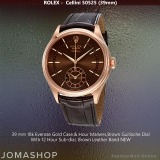 Rolex Cellini Rose Gold Brown Guilloche Dials Brown Leather -NEW