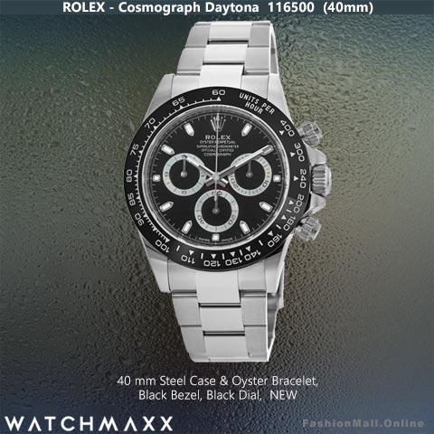 Rolex Cosmograph Daytona Steel Black Ceramic Bezel Black Dials, 116500 – NEW