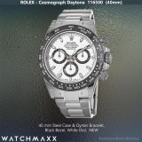 Rolex Cosmograph Daytona Steel Black Ceramic Bezel White Dials, 116500 - NEW
