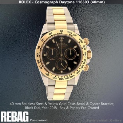 Rolex Daytona Steel Yellow Gold Black Dials, 116503 - Pre-Owned