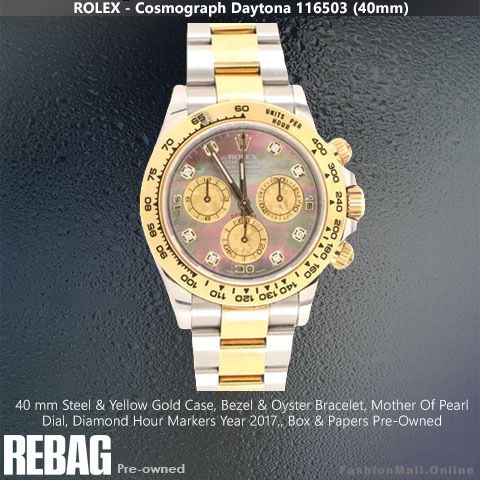 Rolex Daytona Steel Yellow Gold Mother Of Pearl & Diamonds 116503 – Pre-Owned