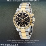 Rolex Daytona Steel Yellow Gold Black Dials Diamond Markers - NEW