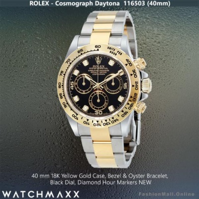 Rolex Daytona Steel Yellow Gold Black Dials Diamond Markers - NEW