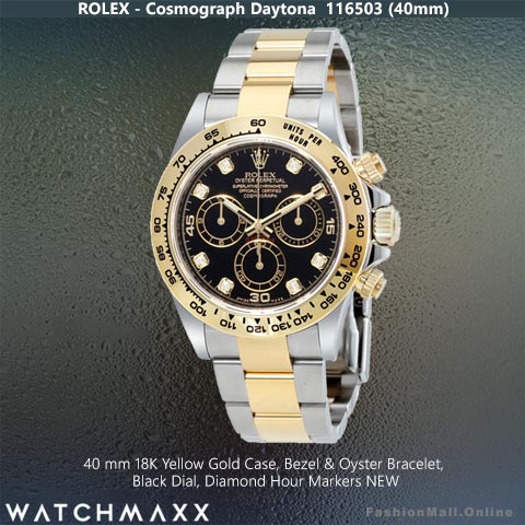 Rolex Daytona Steel Yellow Gold Black Dials Diamond Markers – NEW