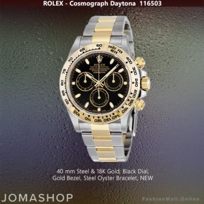 Rolex Daytona 116503, Steel & 18k Gold, Black Dial NEW