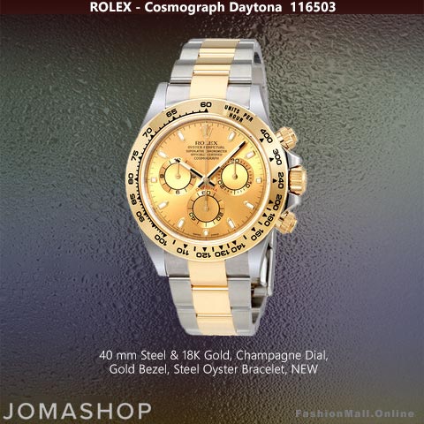 Rolex Cosmograph Daytona 116503, Steel & 18k Gold, Champagne Dial, NEW