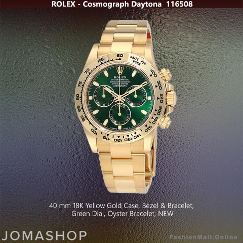 Rolex Cosmograph Daytona Yellow Gold Green Dials 116508 – NEW