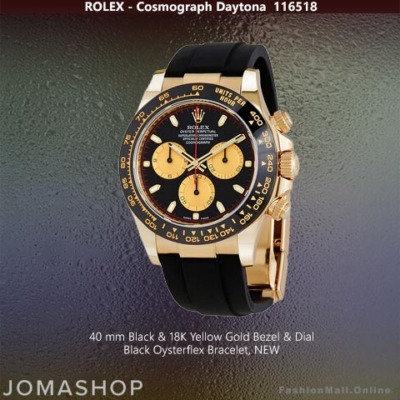 Rolex Daytona Black & Yellow Gold Oysterflex, 116518 - NEW