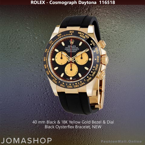Rolex Daytona Black & Yellow Gold Oysterflex, 116518 – NEW