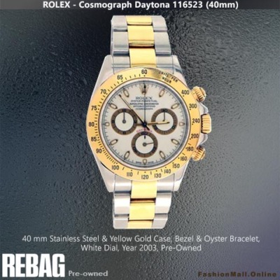 Rolex Daytona Steel Yellow Gold White Dials, 116523 - Pre-Owned