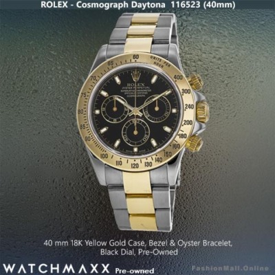 Rolex Daytona Steel Yellow Gold Black Dials, 116523 - Pre-Owned