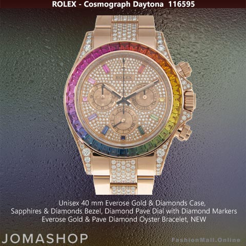 Rolex Daytona Everose Gold Diamonds & Rainbow Sapphires, Model 116595 -NEW