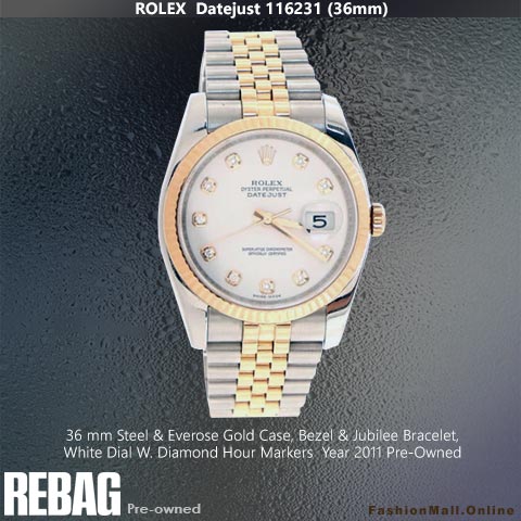 Rolex Datejust 36mm Steel Rose Gold White Dial, Pre-Owned