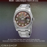 Ladies Rolex Datejust Steel & Diamonds Black Mother Of Pearl Dial, NEW