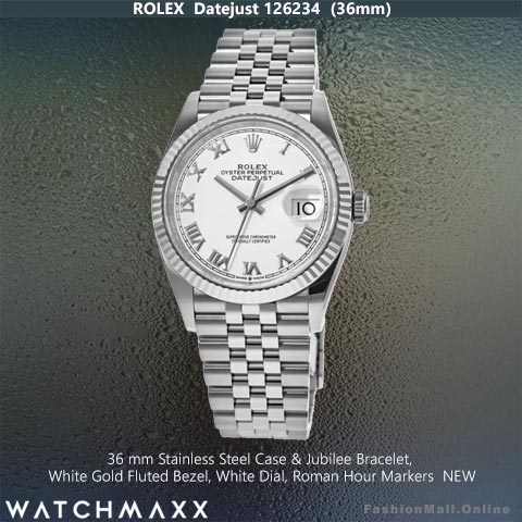 Unisex Rolex Datejust Steel White Gold White Dial, NEW