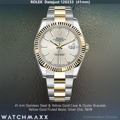 Mens Rolex Datejust Steel & Yellow Gold Silver Dial 126333, NEW