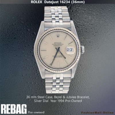 Rolex Datejust 162234 Steel White Gold Silver Dial, Pre-Owned