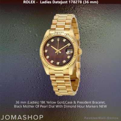 Rolex Datejust President Yellow Gold Brown Mother Of Pearl 178278, NEW