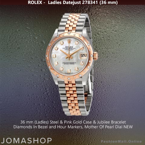 Ladies Rolex Datejust Steel Everose Gold & Diamonds Mother Of Pearl Dial, NEW