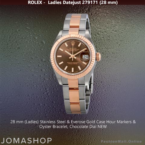 Ladies Rolex Datejust Steel & Everose Gold Chocolate Dial, NEW